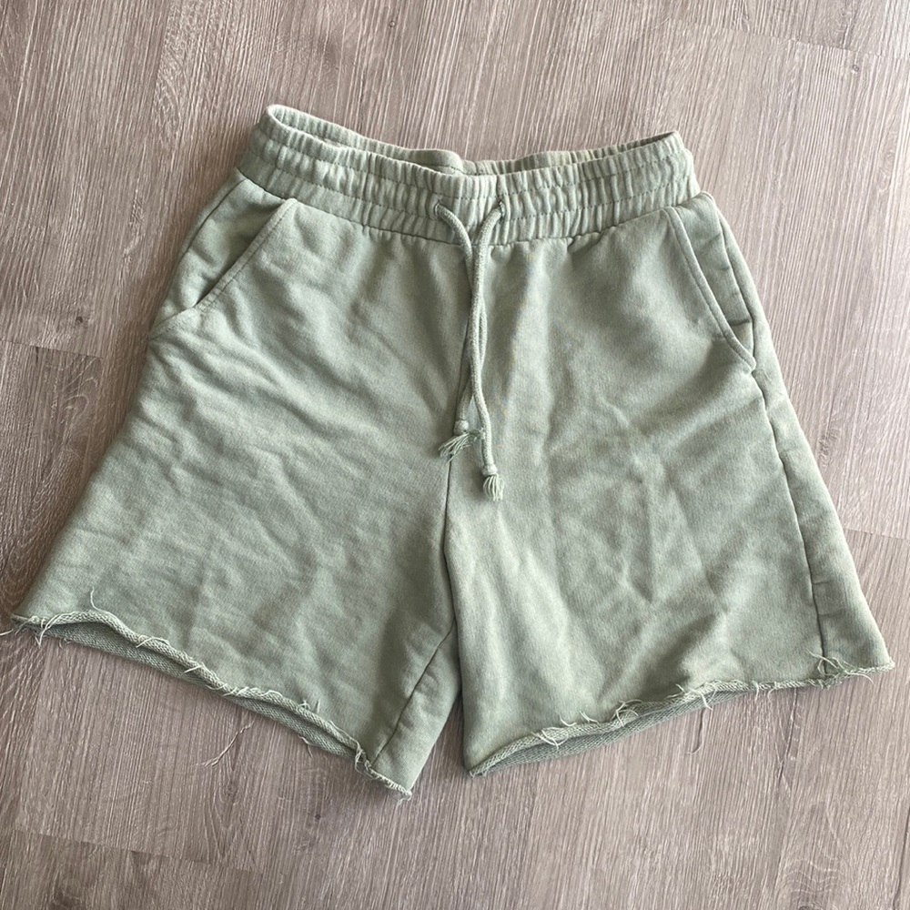 H&M cotton sweat shorts, size S. Sage green.